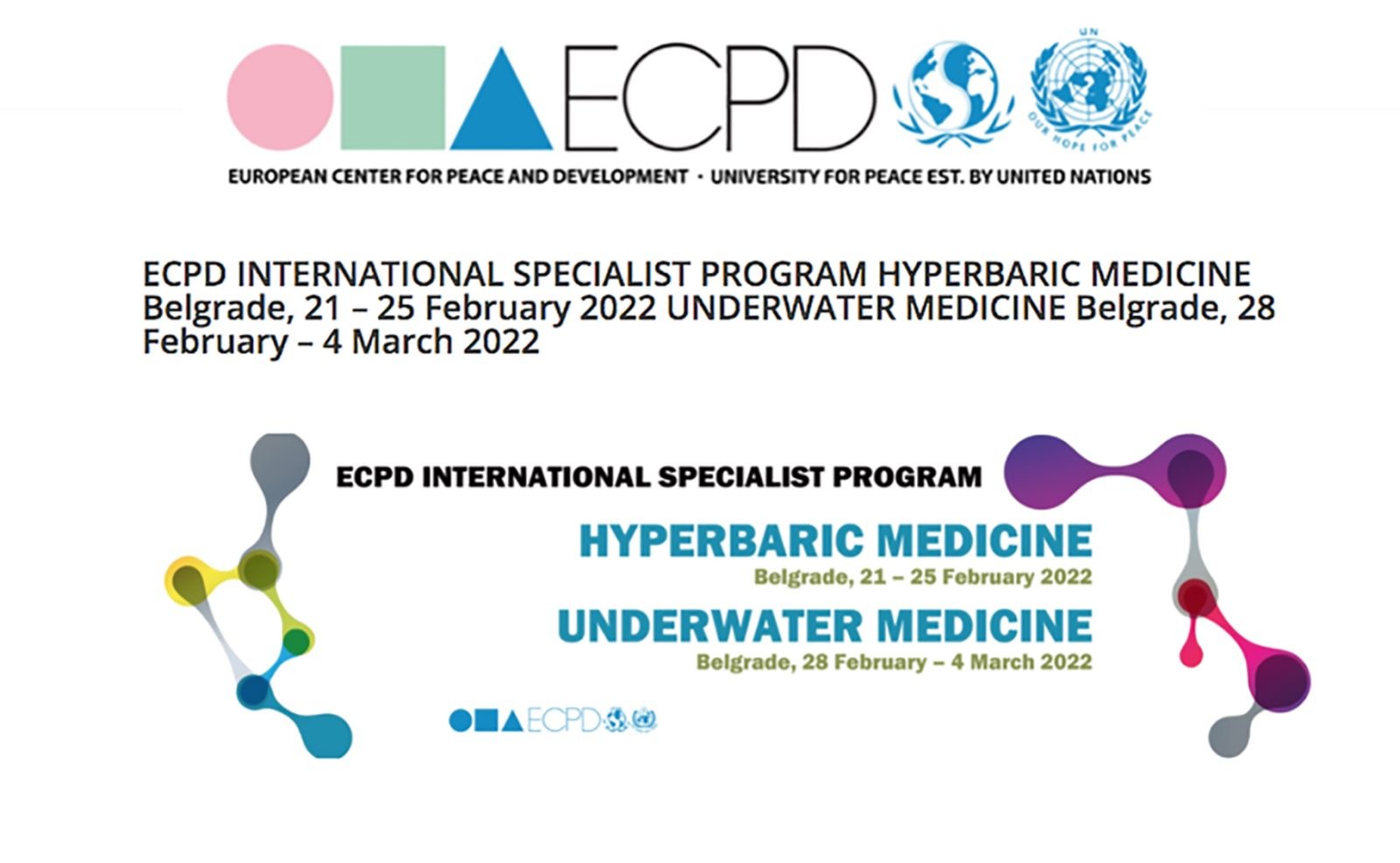 ECPD INTERNATIONAL SPECIALIST PROGRAM HYPERBARIC MEDICINE & UNDERWATER MEDICINE