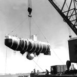 Bathyscaph-Triest-1959-crane-lift-world-record-deepest-dive